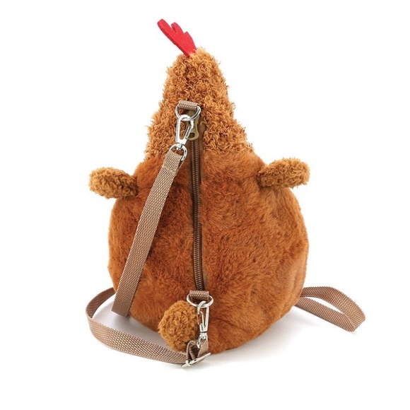 NWT Plush Chicken Crossbody Bag - Brown - Picture 4 of 6